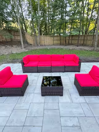Outdoor fire-table seating at Spacious Modern Hideaway