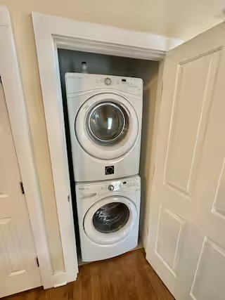 Stacked washer and dryer at Modern Cozy Home