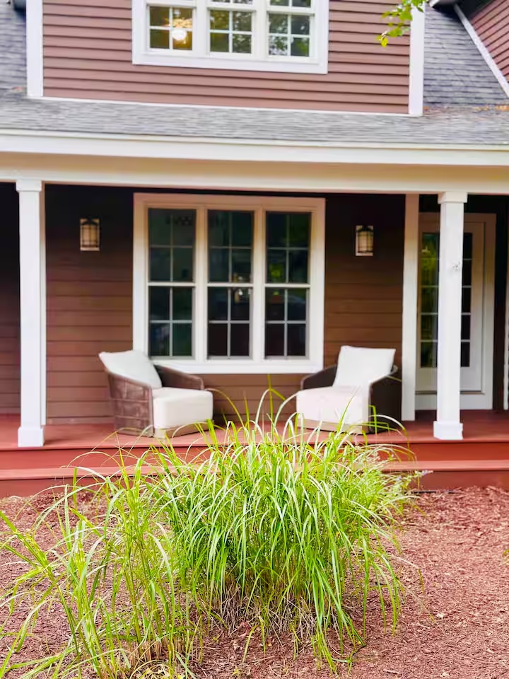 Covered porch at Spacious Modern Hideaway